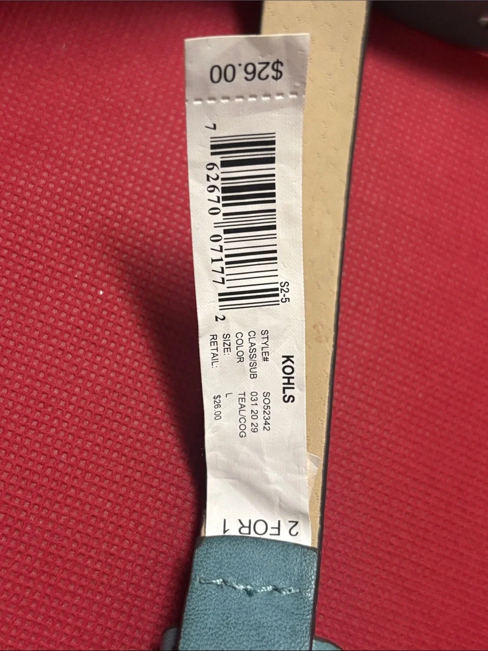 Kohl's Teal and Tan women Belt with Metal Buckle and Man made material